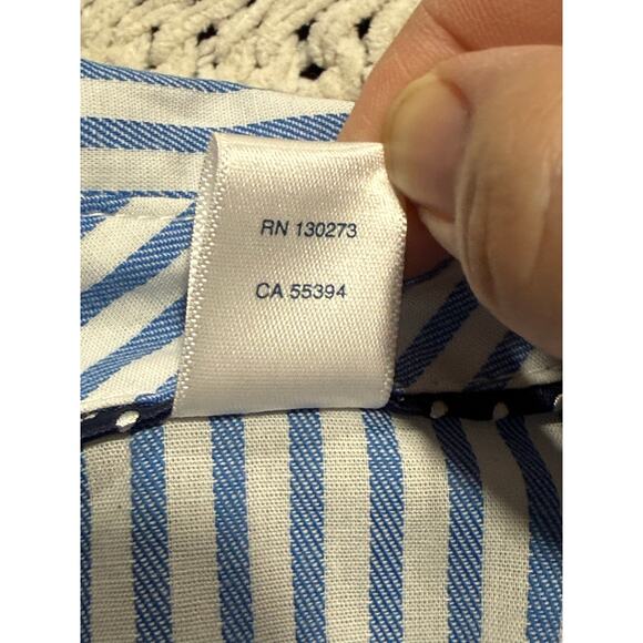 Riders by Lee Effortless Care Button Up Shirt Womens Plus Size 2X Blue Stripe - Picture 11 of 11
